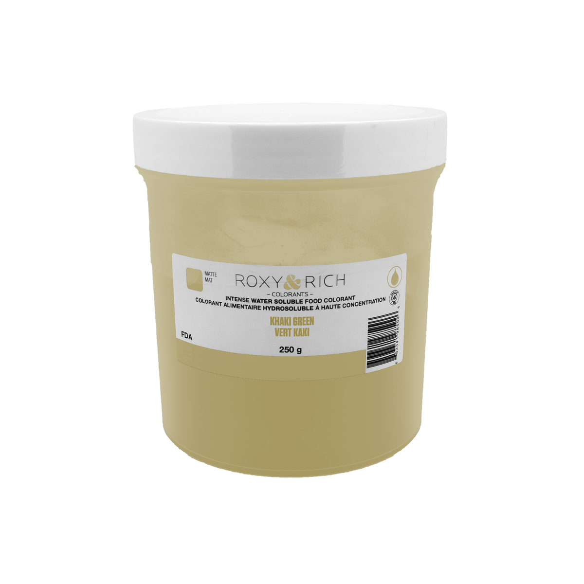 Colorant alimentaire hydrosoluble Vert Kaki 250g - Roxy & Rich - Colorant alimentaire hydrosoluble - H250-013 - La Guilde Culinaire