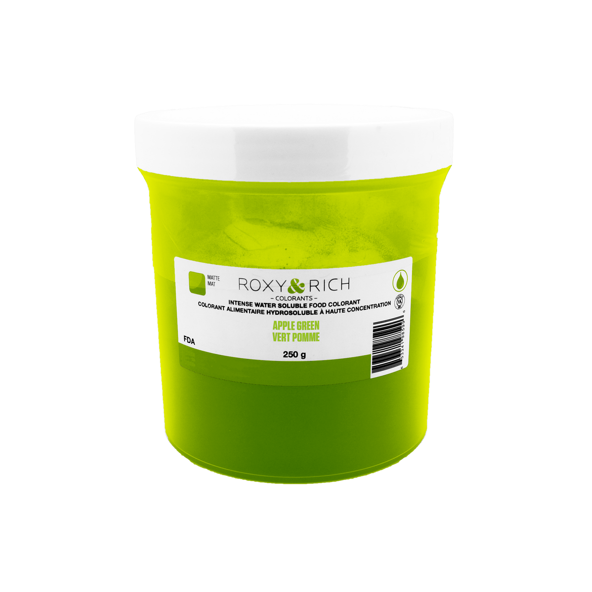 Colorant alimentaire hydrosoluble Vert Pomme 250g - Roxy & Rich - Colorant alimentaire hydrosoluble - H250-010 - La Guilde Culinaire