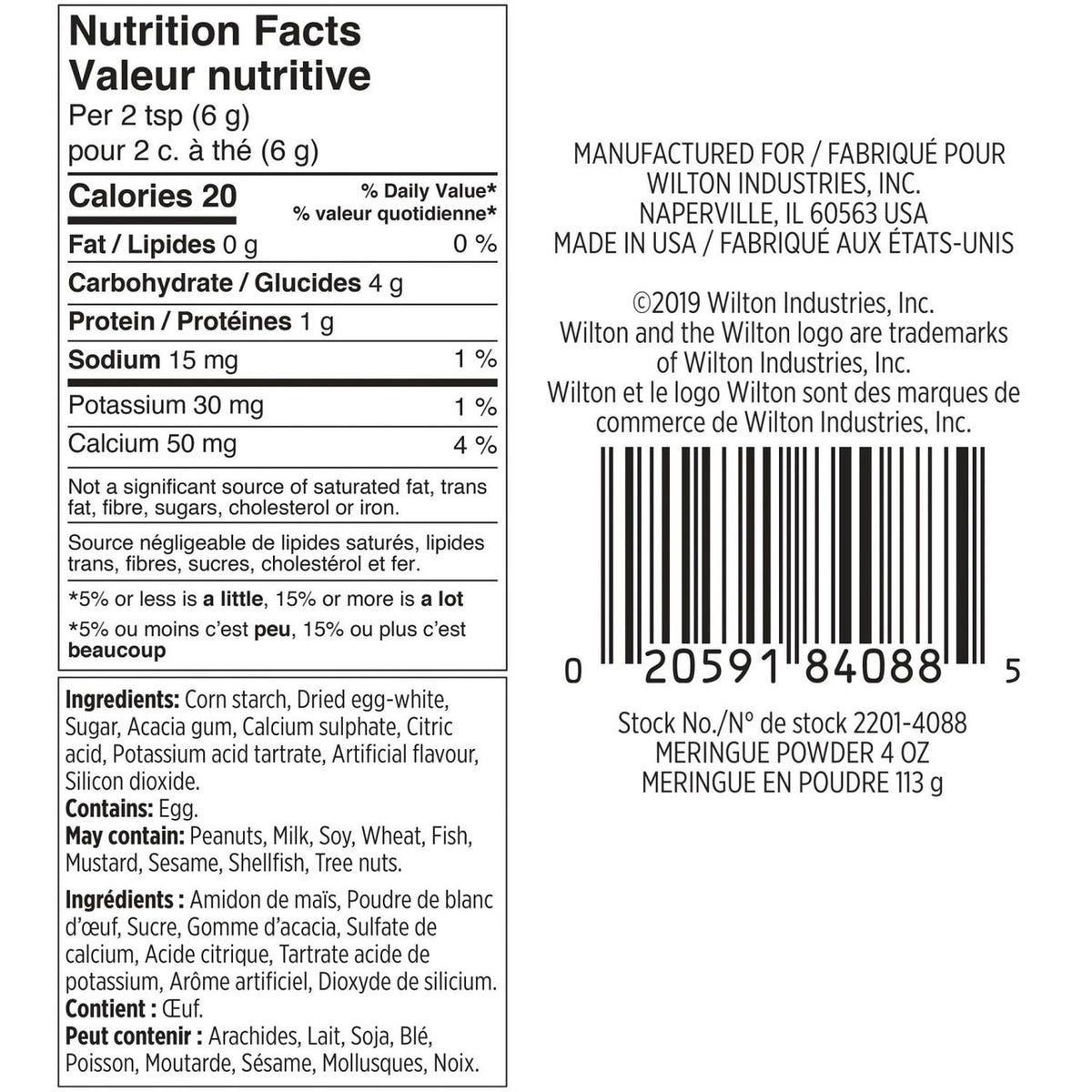 Poudre de meringue, Substitut de blanc d'œuf 113 g - Wilton - Poudre de meringue - - La Guilde Culinaire