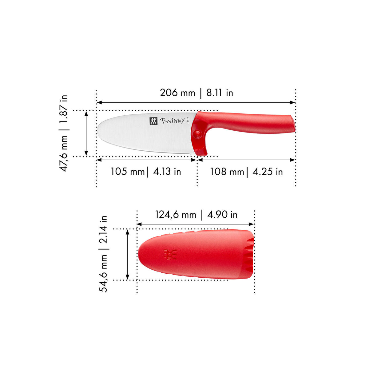Couteau de Chef pour enfant rouge - 4" - Zwilling - Couteau pour enfant - - La Guilde Culinaire