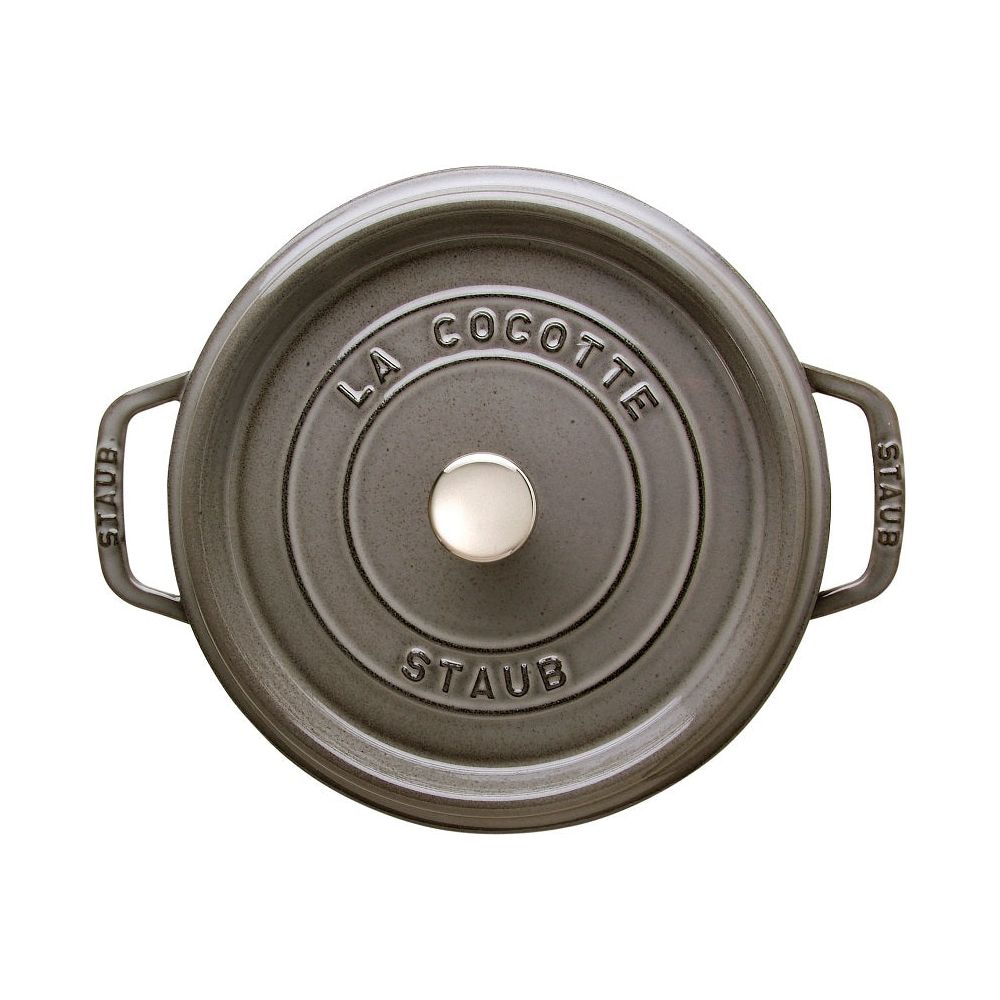 Cocotte ronde fonte et émail Grise 9'' 24cm 3.8L - Staub - Cocotte - - La Guilde Culinaire