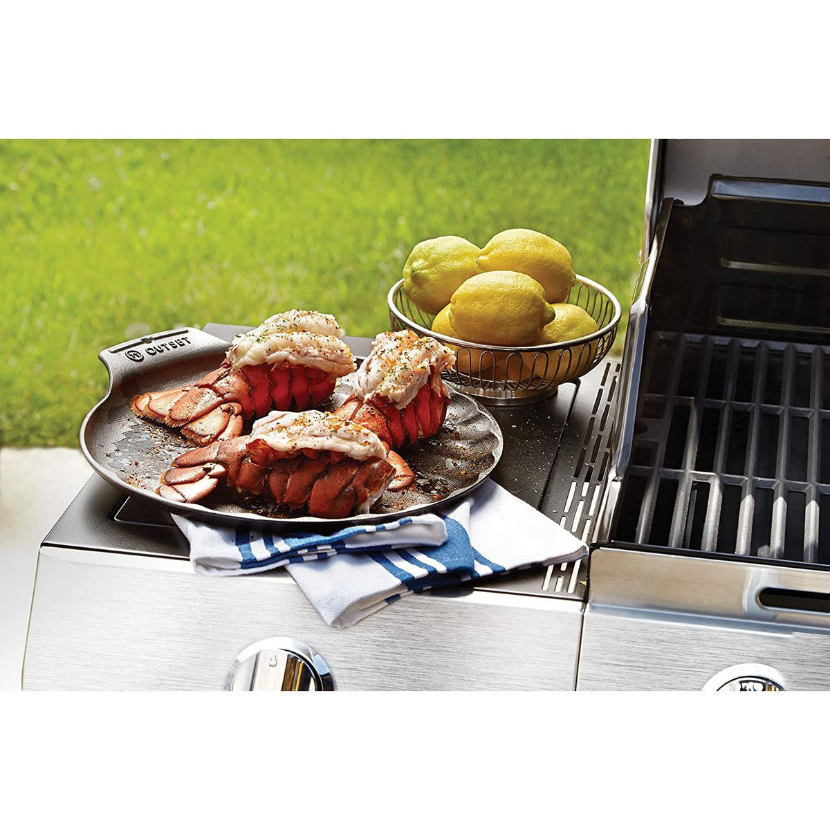 Plat à gril en fonte - Outset - Support de cuisson pour BBQ - - La Guilde Culinaire