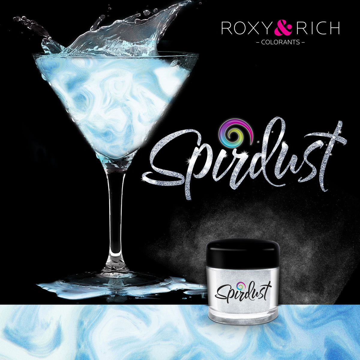 Poudres brillantes comestibles pour boissons - BLEU PERLÉ - SPIRDUST - Roxy & Rich - Colorant pour boisson - - La Guilde Culinaire