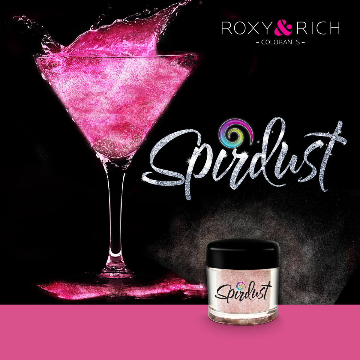 Poudres brillantes comestibles pour boissons - ROSE - SPIRDUST - Roxy & Rich - Colorant pour boisson - - La Guilde Culinaire