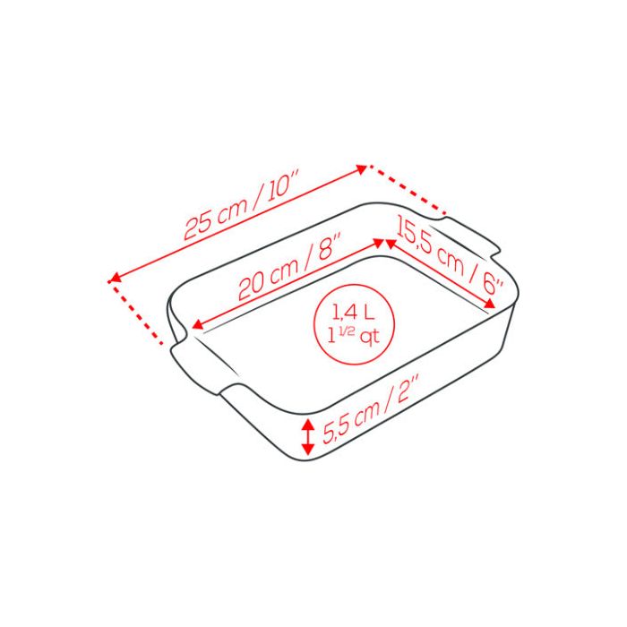 APPOLIA - Plat four en céramique rectangle rouge 25cm-10" - Peugeot - Plat pour four - - La Guilde Culinaire