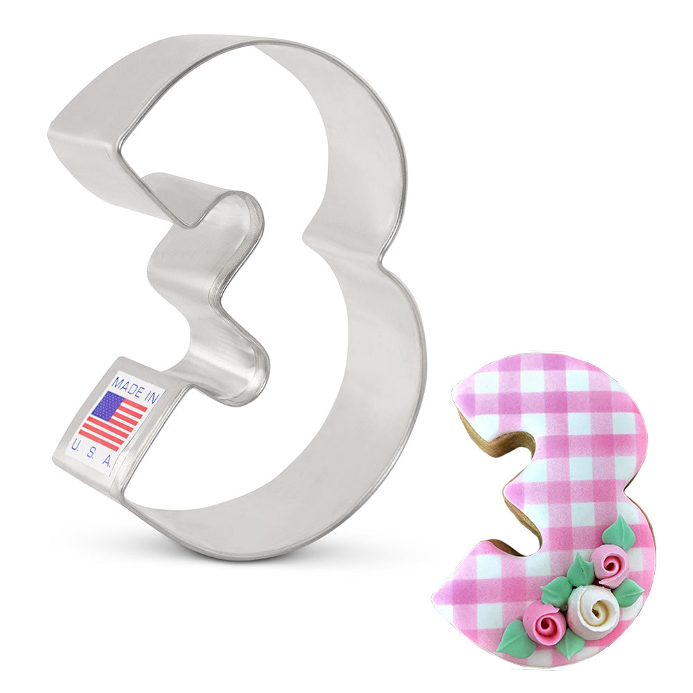 Emporte-pièce Chiffre 3 - 3 1/4" x 2 1/4" - Ann Clark Cookie Cutters - Emporte-pièce - - La Guilde Culinaire