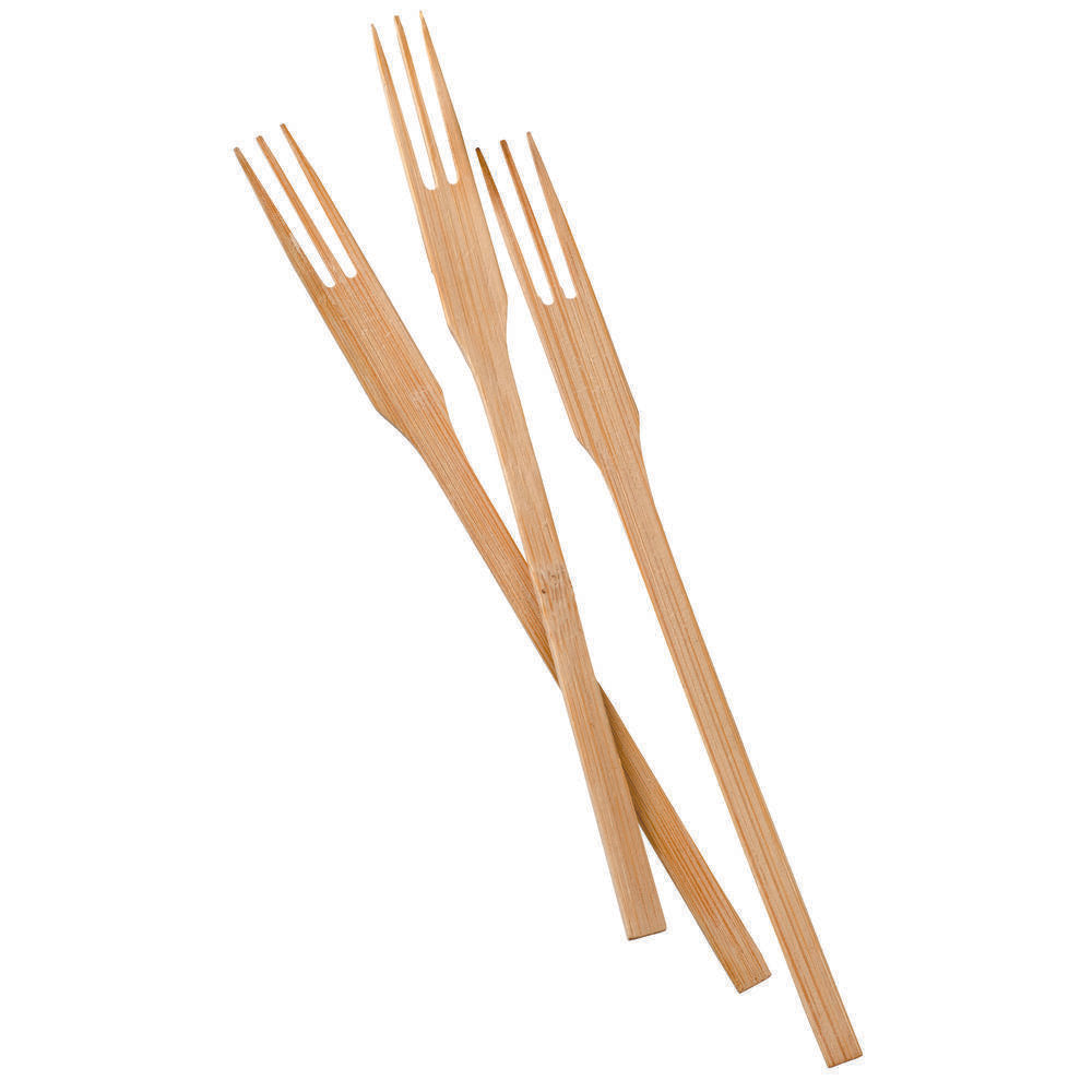 Fourchettes Bambou 3 dents 14cm - pqt 100 Paquet de 100 - Solia - Service de table jetable - VO11213 - La Guilde Culinaire