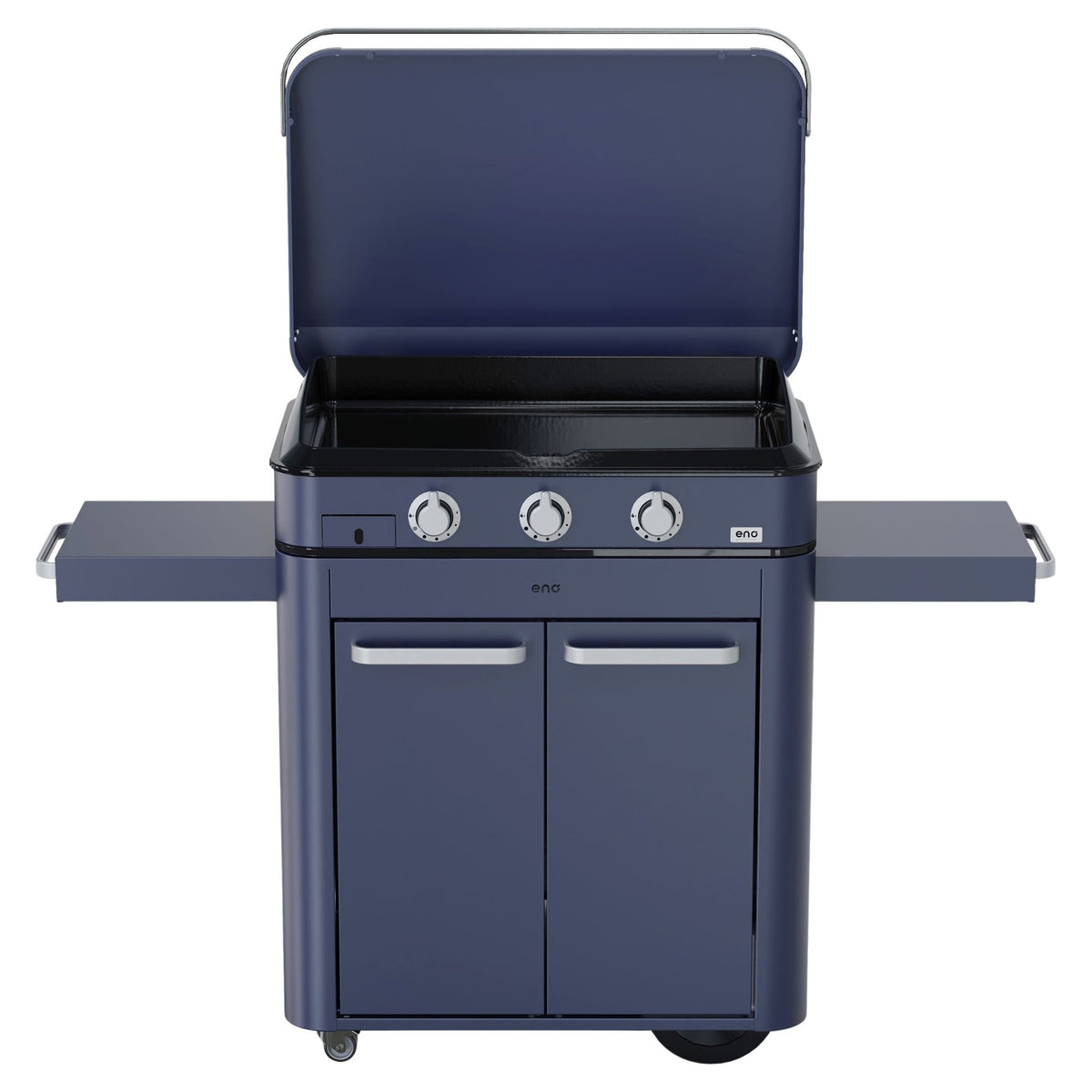 Eno - Ensemble Plancha 3 brûleurs avec couvercle et chariot ENOSIGN 80 - Bleu Navy - ENO - Ensemble plancha - - La Guilde Culinaire