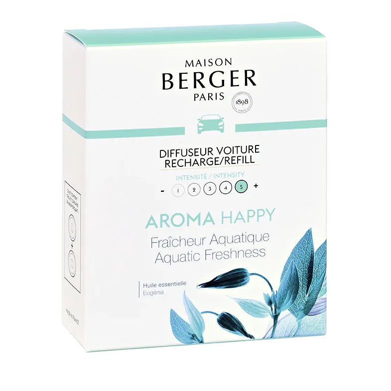 Coffret de 2 recharges pour diffuseur voiture Aroma Happy    - Maison Berger Paris - Diffuseur de voiture -  - La Guilde Culinaire