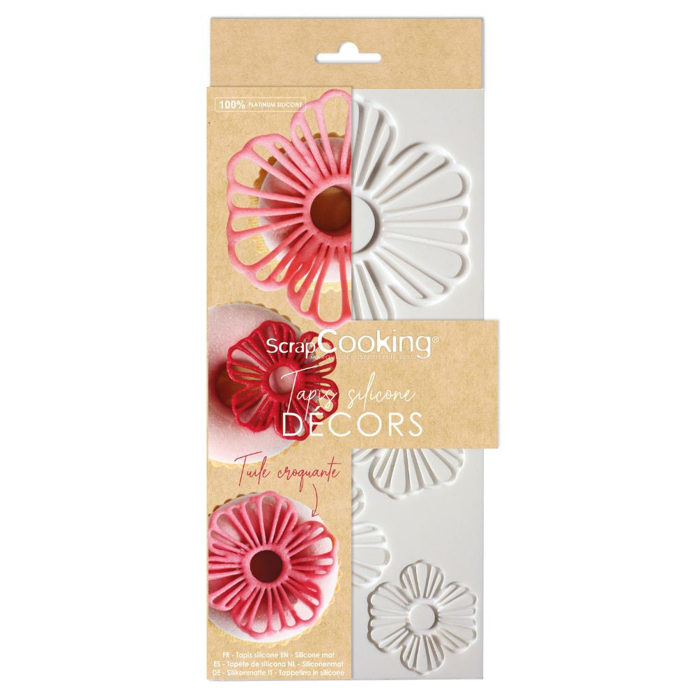 Tapis silicone pour tuiles à motifs fleurs - Scrapcooking - Tapis de pâtisserie - - La Guilde Culinaire