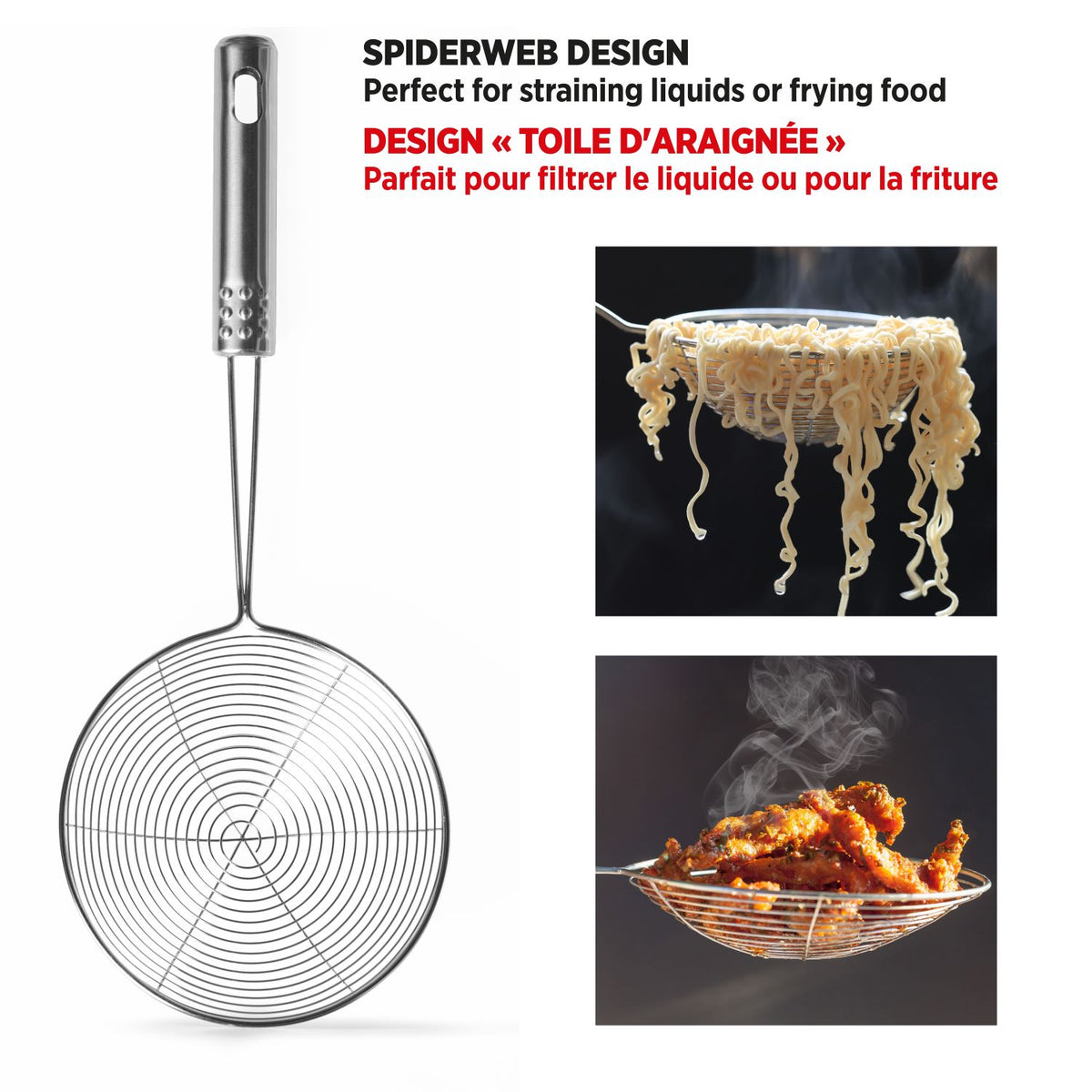 Ensemble de 3 passoires en acier inoxydable de style asiatique - Starfrit - Passoire et écumoire - - La Guilde Culinaire
