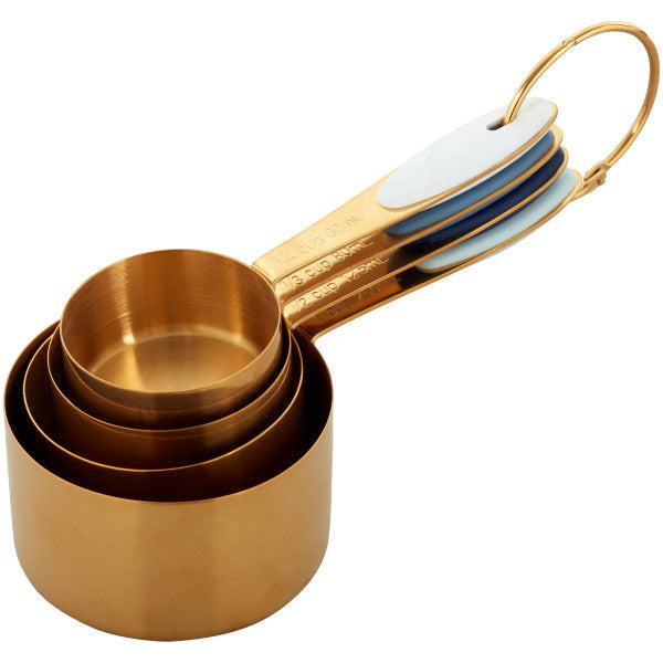 Tasses à mesurer bleu marine et or avec anneau à clipser, 4 pièces    - Wilton - Tasse & Cuillère à mesurer -  - La Guilde Culinaire