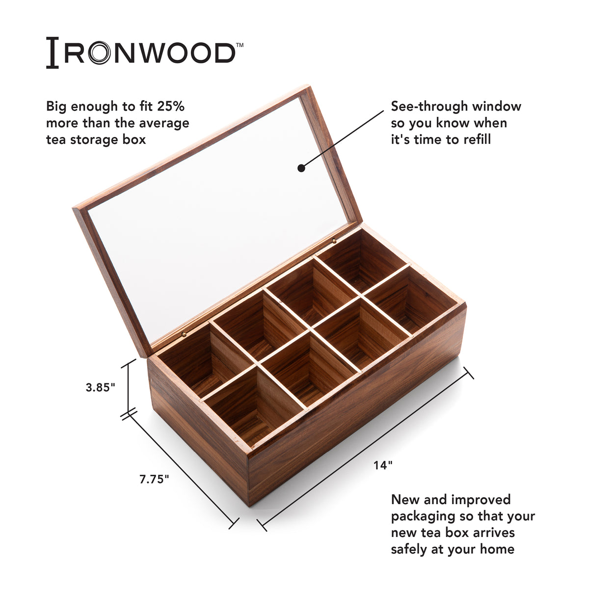 Boite à 8 compartiments en Acacia    - Ironwood - Boite à compartiments -  - La Guilde Culinaire