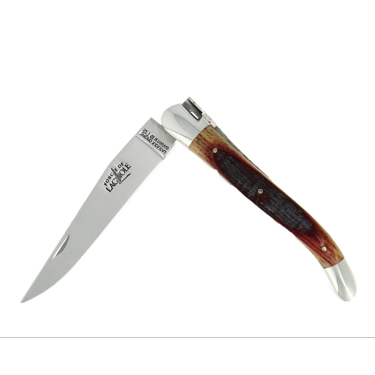 Couteau pliant 11 cm, manche en bois, mitre inox brillant – Laguiole Chêne de Barrique - Laguiole - Couteau de poche - 00003675 - 1211 IN CHB BRI - La Guilde Culinaire