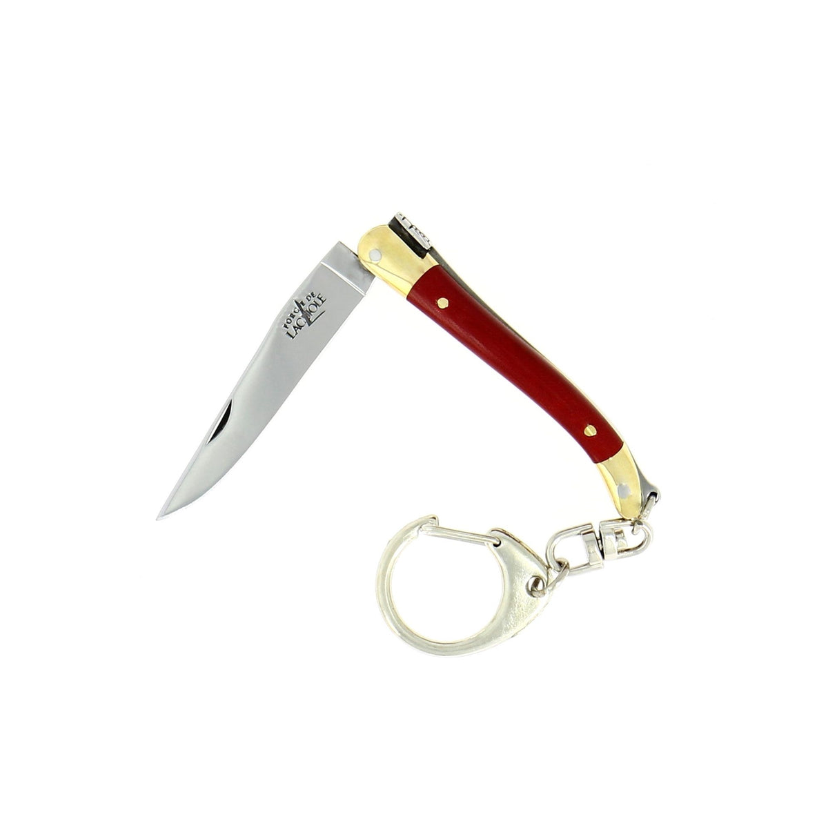 Porte-clés 7 cm Tissu compressé, mitre Laiton – Laguiole Rouge - Laguiole - Porte-clefs - 00003941 - 1270 TC ROU - La Guilde Culinaire