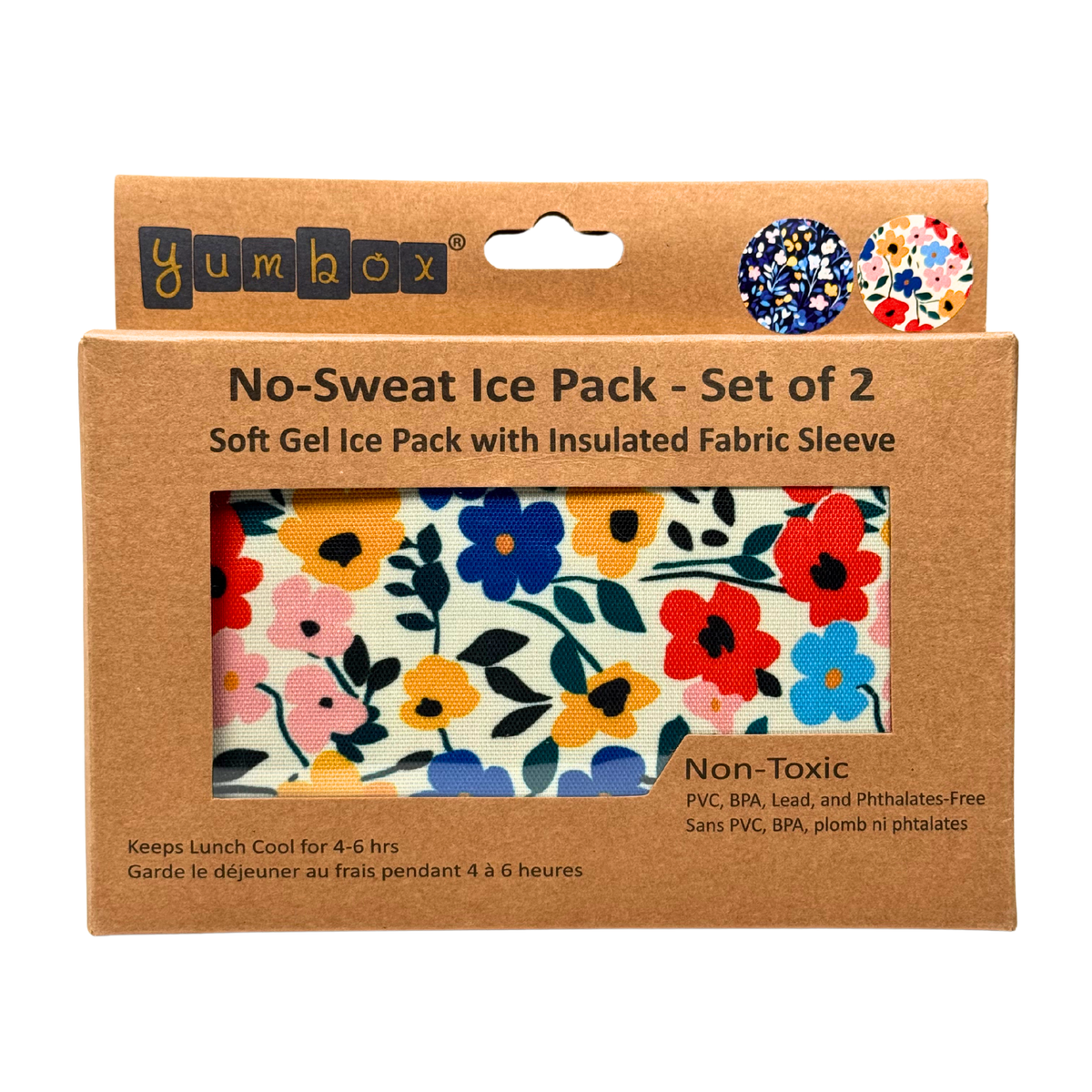 Packs de glace en gel dans des housses en tissu 2 unités - Imprimés floraux - Yumbox - Bloc réfrigérant - - La Guilde Culinaire