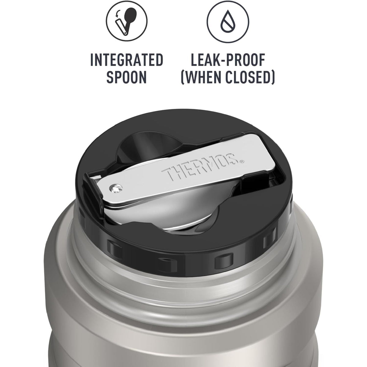 Contenant alimentaire avec cuillère en acier inoxydable KING 470 ml (16oz) - Thermos - Contenant pour aliment - - La Guilde Culinaire