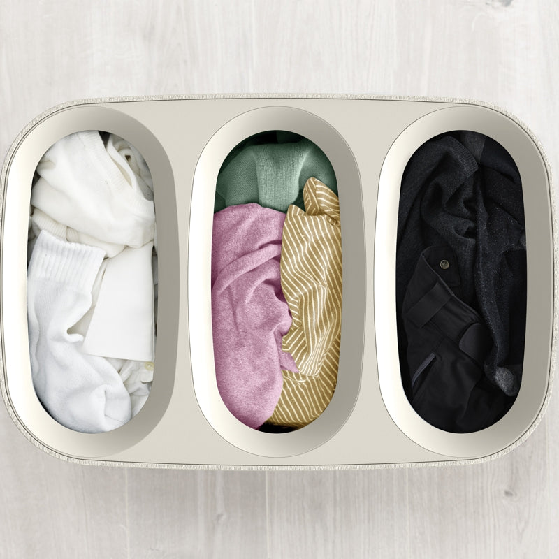 Panier à linge facile à vider  à 3 compartiments, 90L Crème    - Joseph Joseph - Panier à linge -  - La Guilde Culinaire
