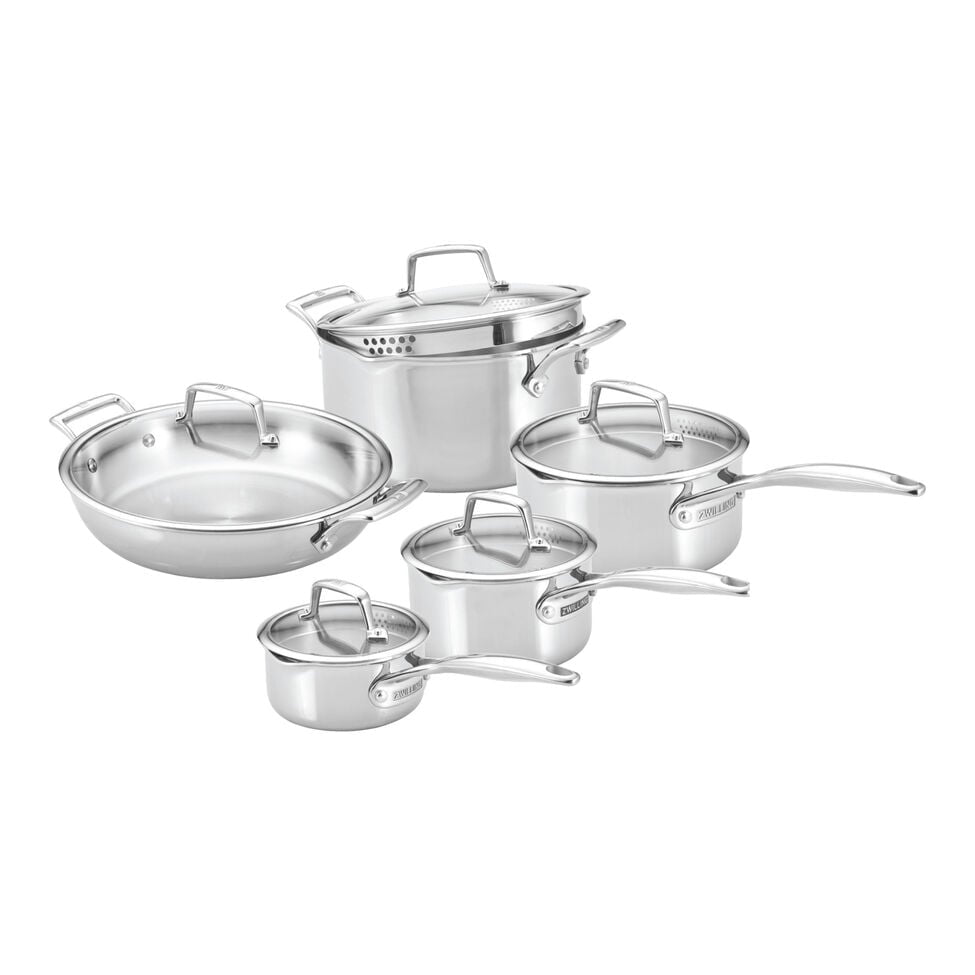 Batterie de cuisine 10 pièces en acier inoxydable 18/10    - Zwilling - Batterie de cuisine -  - La Guilde Culinaire