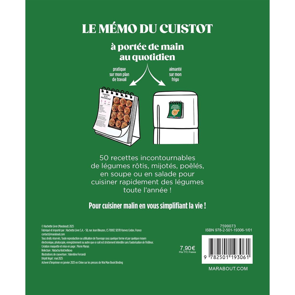 Le mémo du cuistot - Légumes - Marabout - Livre de cuisine - - La Guilde Culinaire