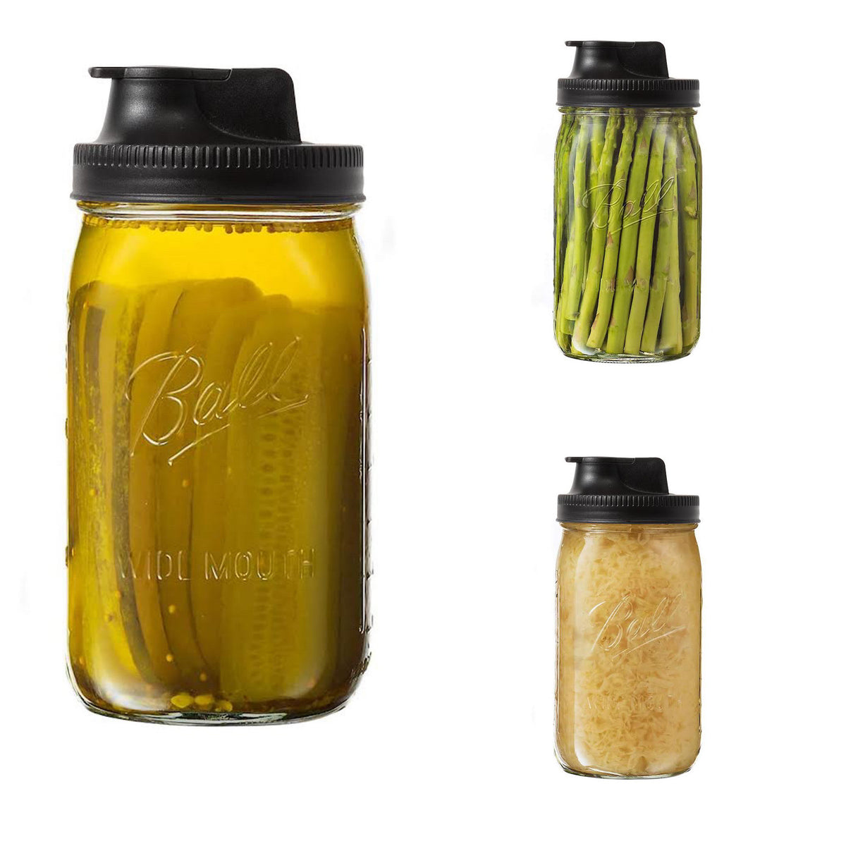 Lot de 2 couvercles à bec verseur large pour pots Mason    - Jarware - Pot masson -  - La Guilde Culinaire
