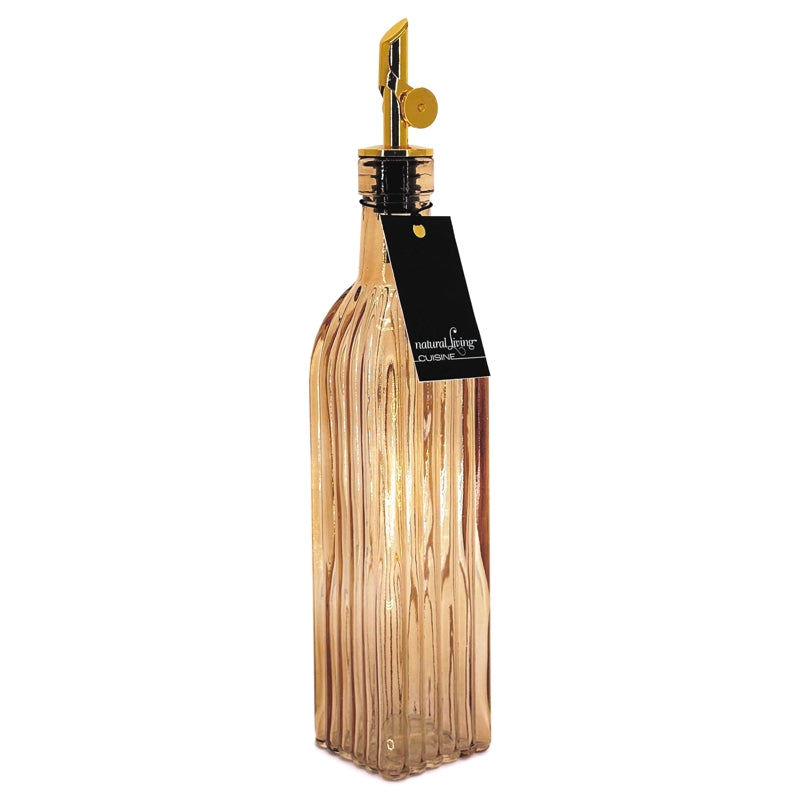 Bouteille d’huile/vinaigre en verre ambrée 500 ml - Natural Living - Bouteille pour l'huile et vinaigre - - La Guilde Culinaire