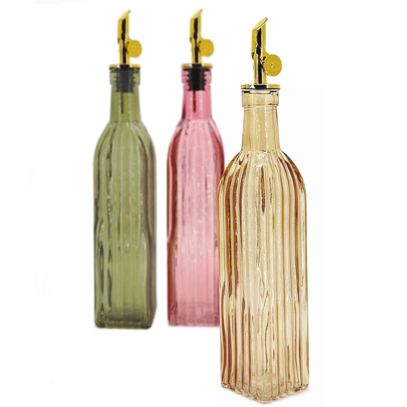 Bouteille d’huile/vinaigre en verre ambrée 500 ml - Natural Living - Bouteille pour l'huile et vinaigre - - La Guilde Culinaire