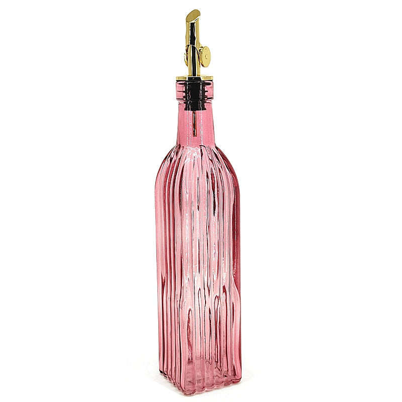Bouteille d’huile/vinaigre en verre rose 500 ml - Natural Living - Bouteille pour l'huile et vinaigre - - La Guilde Culinaire