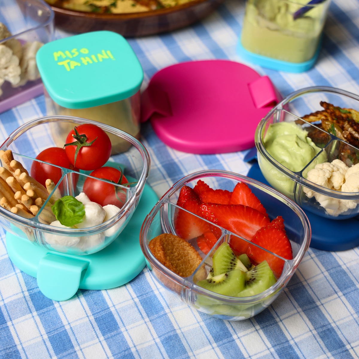Bol à collation étanche avec 3 compartiments - Framboise rose - Yumbox - Boîte à repas - - La Guilde Culinaire