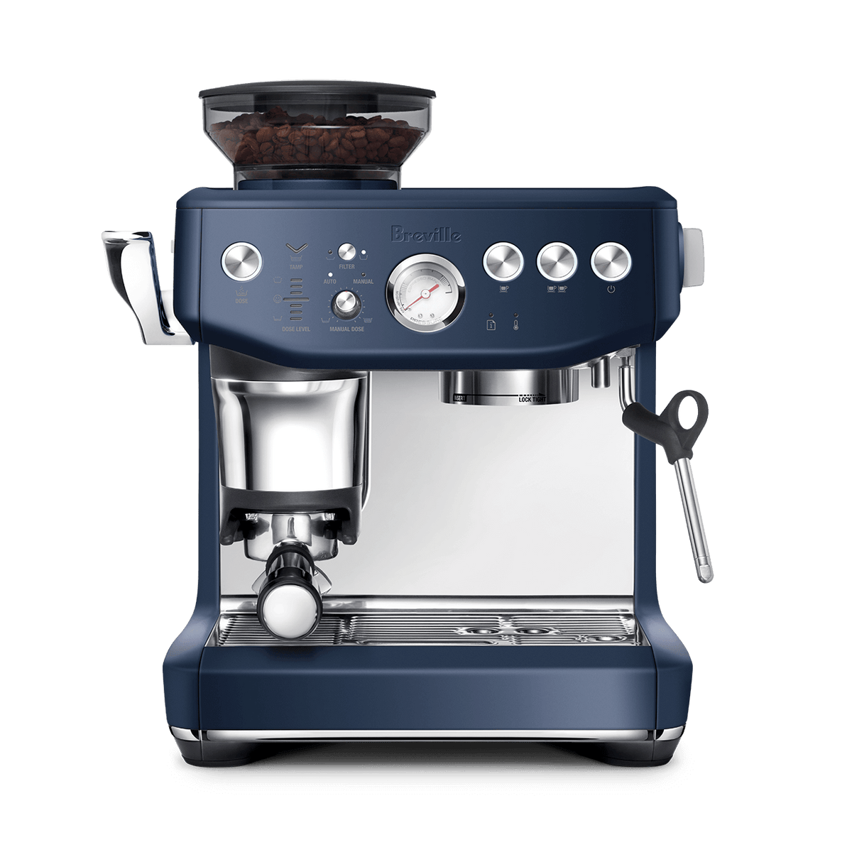 Machine à Café The Barista Express Impress Damas bleu   - Breville - Machine à espresso - BES876DBL1BNA1 - La Guilde Culinaire