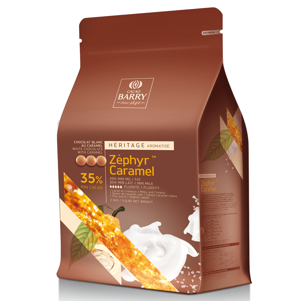 Chocolat Zéphyr Caramel 35% 2.5 kg   - Cacao Barry - Chocolat blanc - C-NE35ZE - La Guilde Culinaire