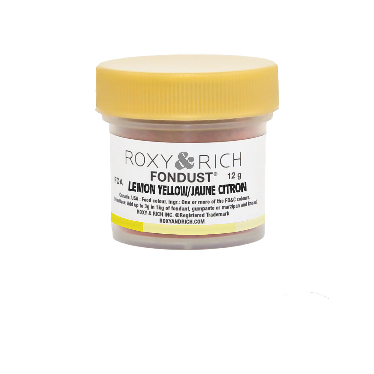 Colorant FONDUST Jaune Citron 12g - Roxy & Rich - Colorant alimentaire hydrosoluble - F15-005 - La Guilde Culinaire