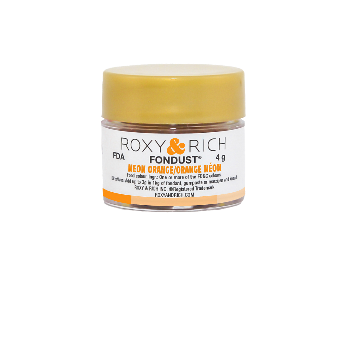 Colorant FONDUST Orange Néon 4g - Roxy & Rich - Colorant alimentaire hydrosoluble - F4-008 - La Guilde Culinaire