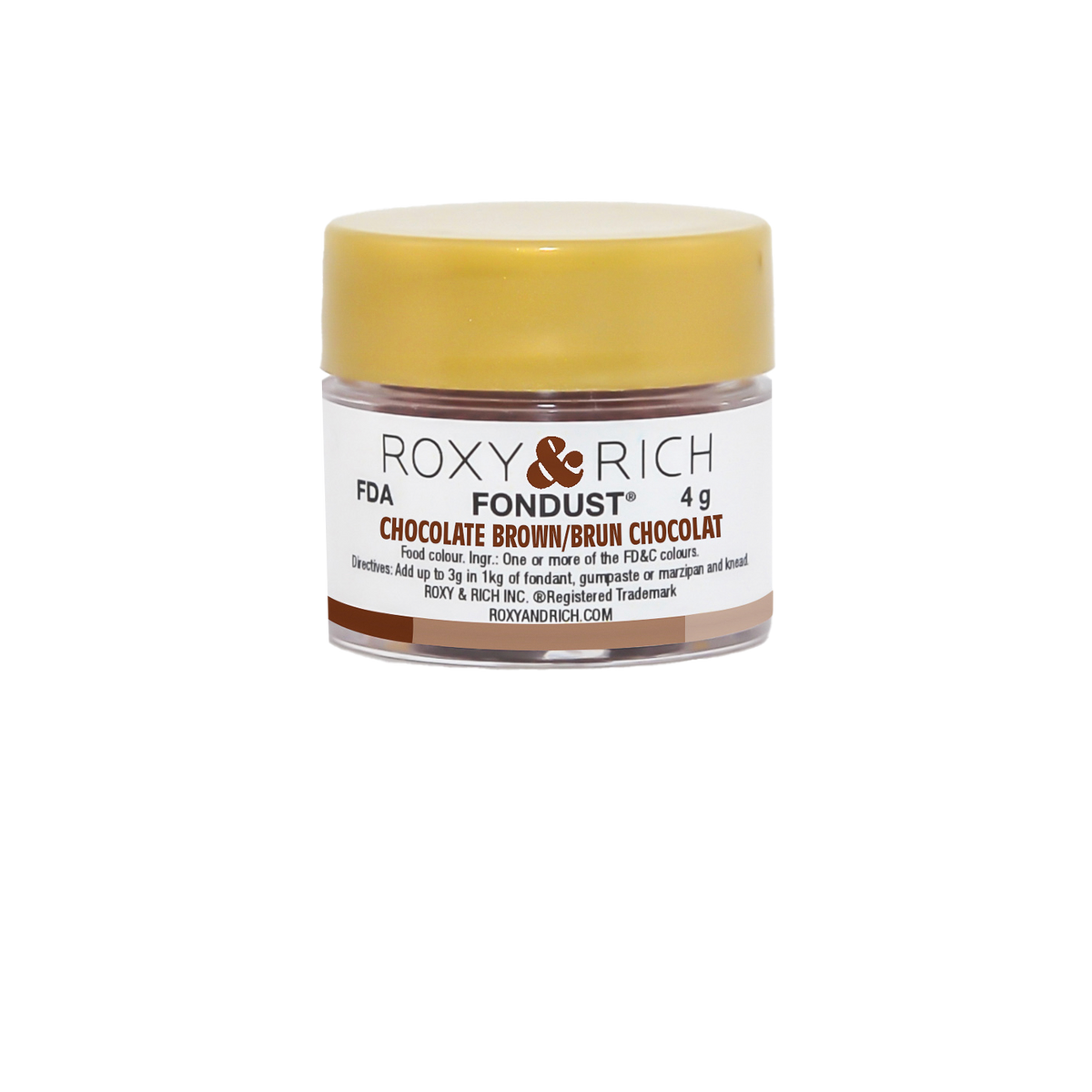 Colorant FONDUST Brun Chocolat 4g - Roxy & Rich - Colorant alimentaire hydrosoluble - F4-035 - La Guilde Culinaire