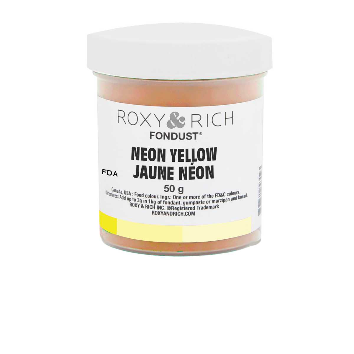 Colorant FONDUST Jaune Néon 50g - Roxy & Rich - Colorant alimentaire hydrosoluble - F60-006 - La Guilde Culinaire
