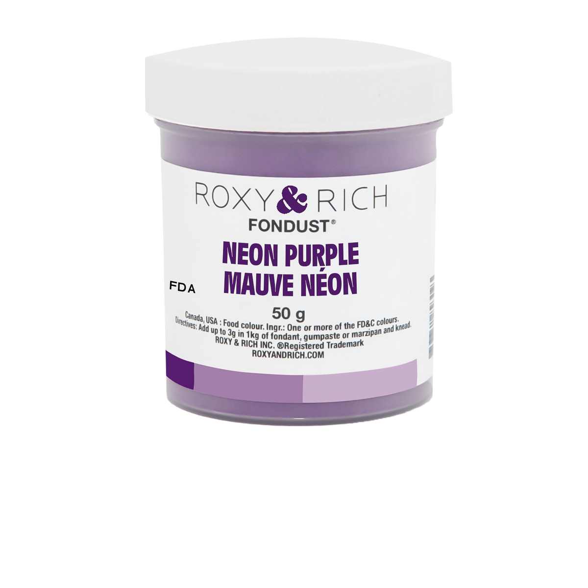 Colorant FONDUST Mauve Néon 50g - Roxy & Rich - Colorant alimentaire hydrosoluble - F60-021 - La Guilde Culinaire