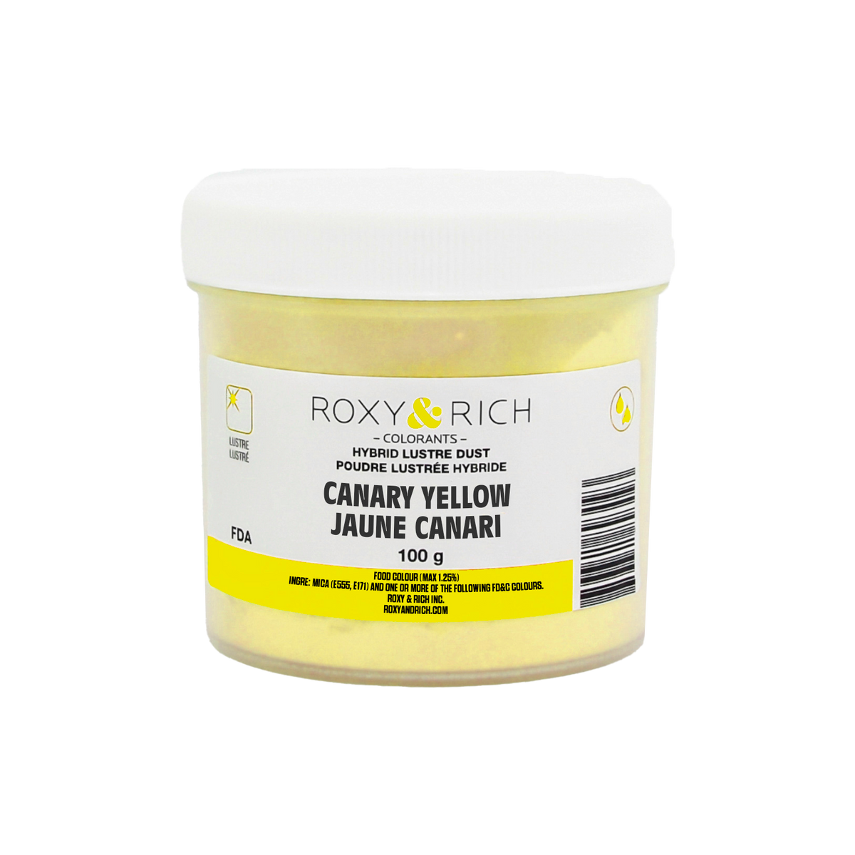 Poudre lustrée hybride Jaune Canari 100g - Roxy & Rich - Poudre lustrée - L100-012 - La Guilde Culinaire