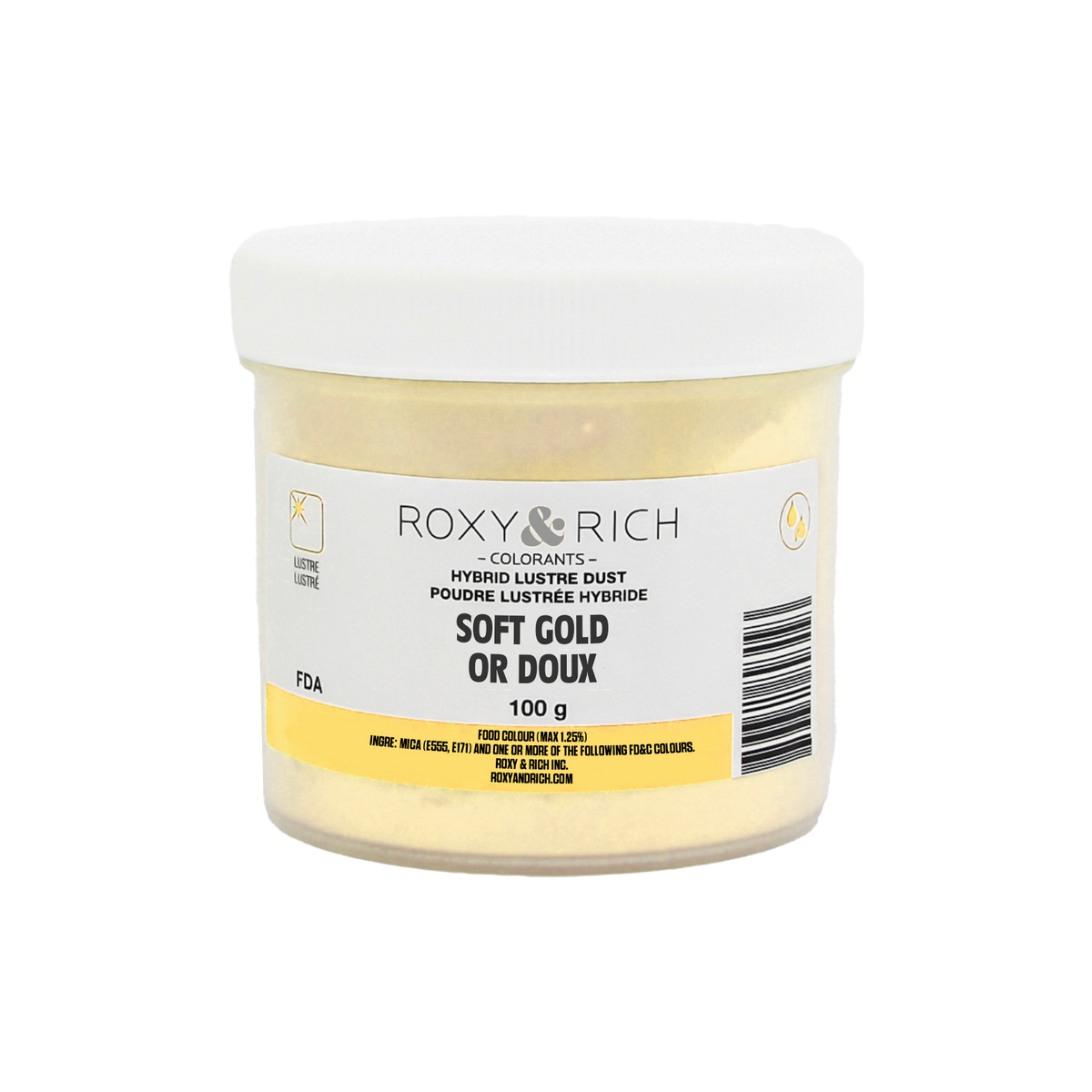 Poudre lustrée hybride OR Doux 100g - Roxy & Rich - Poudre lustrée - L100-045 - La Guilde Culinaire