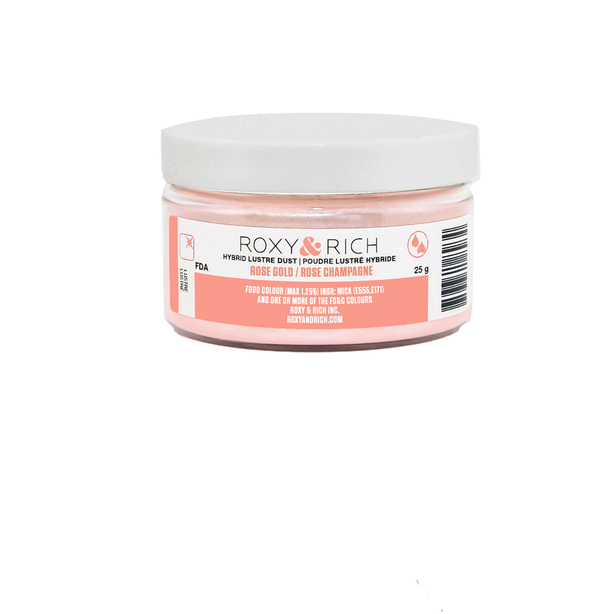 Poudre lustrée hybride Rose Champagne 25g - Roxy & Rich - Poudre lustrée - L25-054 - La Guilde Culinaire