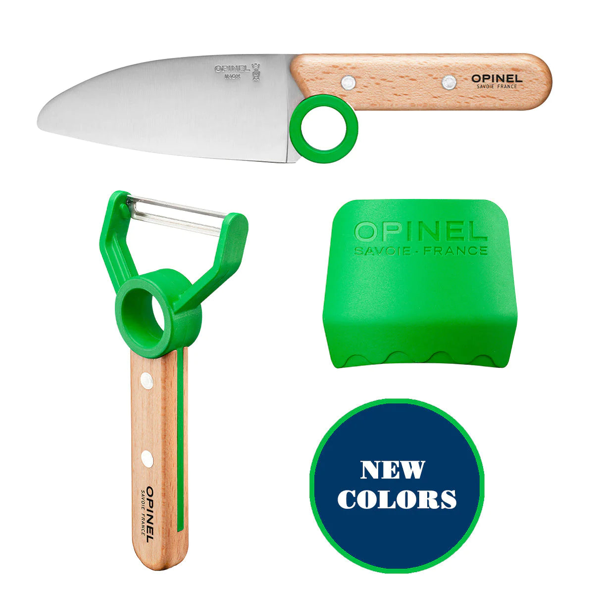 Opinel - Coffret Le Petit Chef (couteau+protège doigt+éplucheur) - vert    - Opinel - Couteau pour enfant -  - La Guilde Culinaire