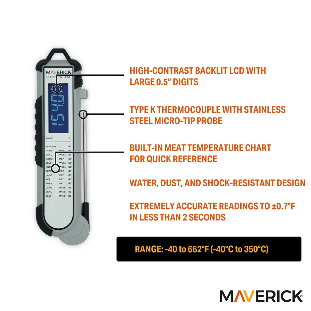 Thermomètre à thermocouple professionnel Pro-Temp - Maverick - Thermomètre de cuisson - - La Guilde Culinaire
