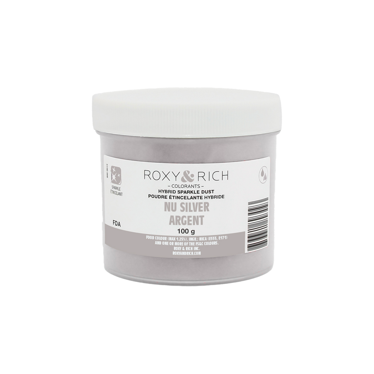 Poudre étincelante hybride Argent 100g - Roxy & Rich - Poudre étincelante - S100-049 - La Guilde Culinaire
