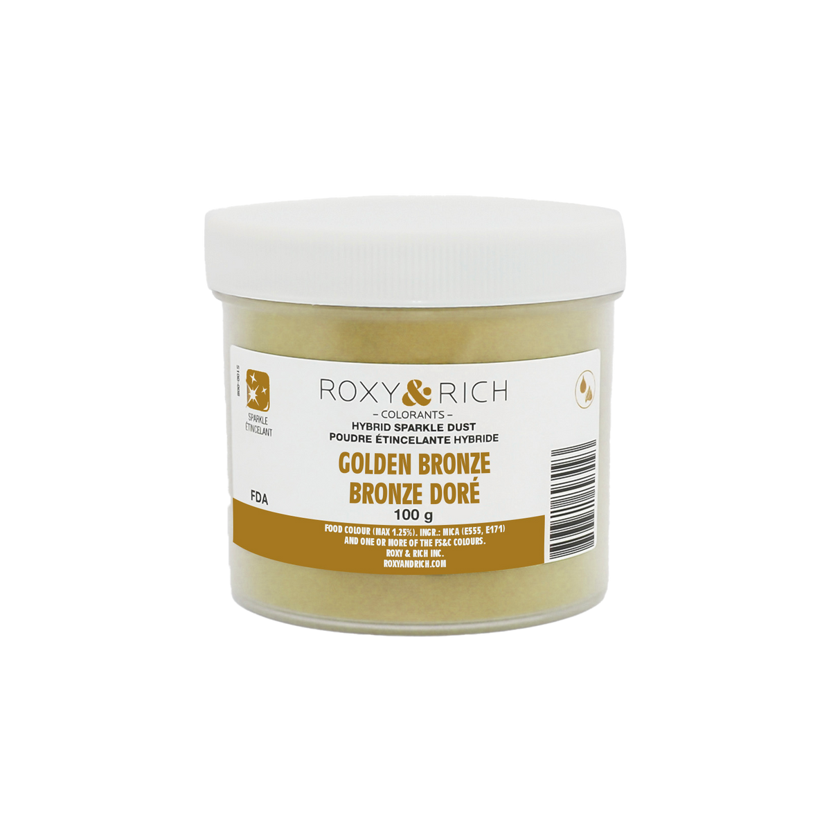 Poudre étincelante hybride Bronze Doré 100g - Roxy & Rich - Poudre étincelante - S100-051 - La Guilde Culinaire