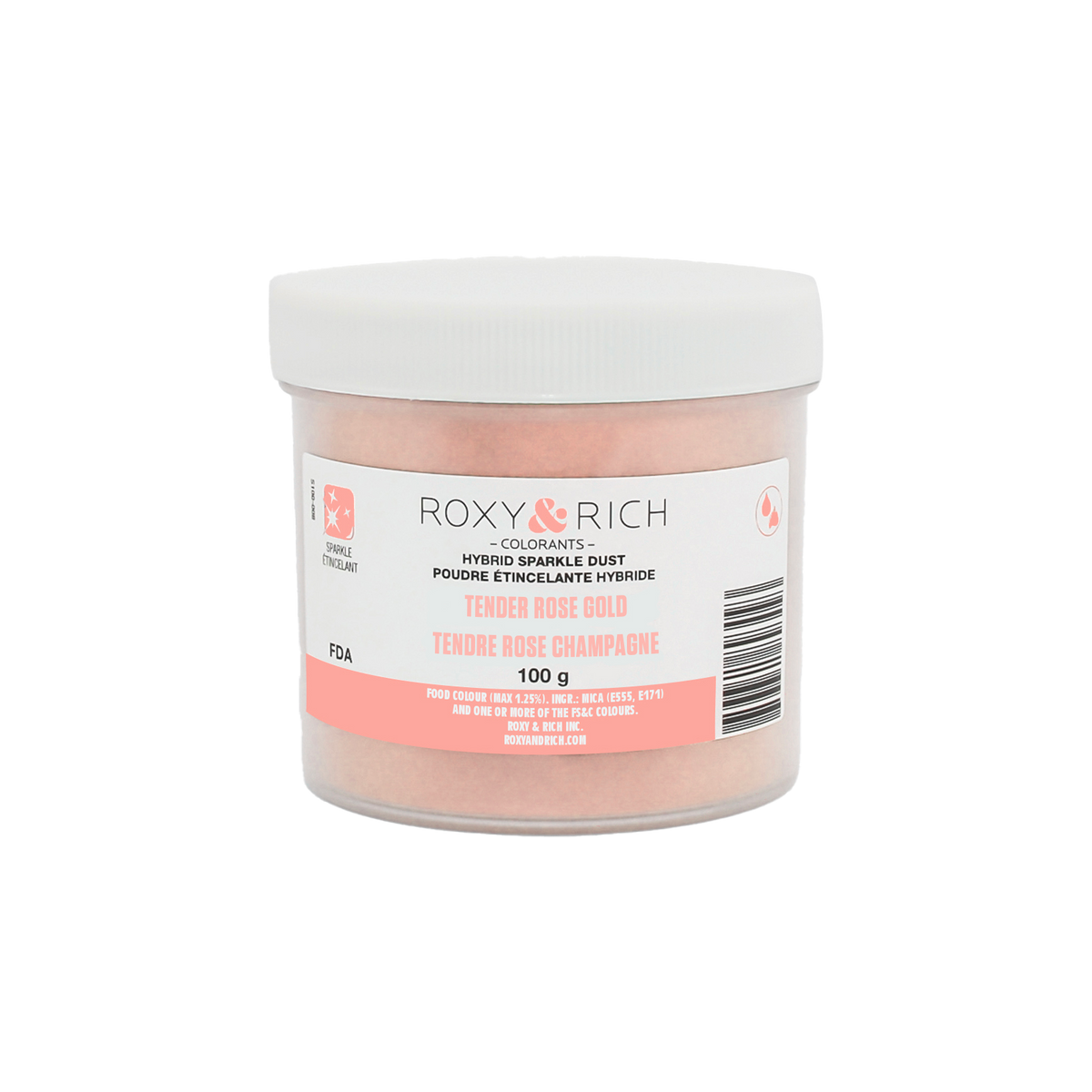 Poudre étincelante hybride Tendre Rose Champagne 100g - Roxy & Rich - Poudre étincelante - S100-053 - La Guilde Culinaire