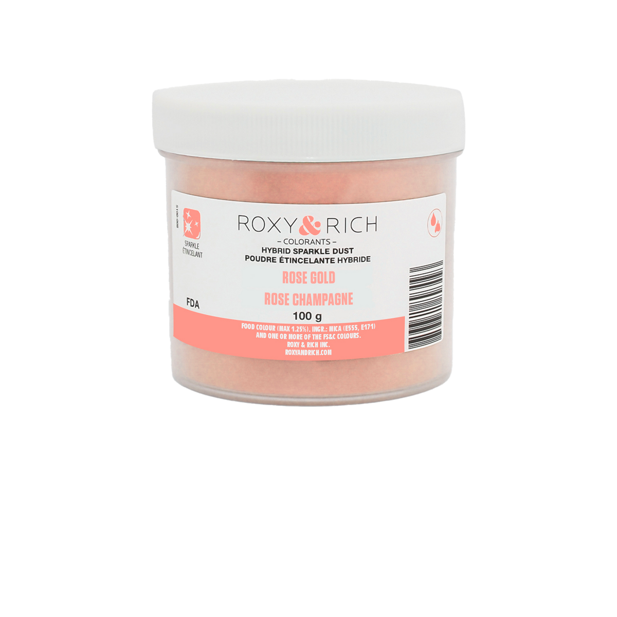 Poudre étincelante hybride Rose Champagne 100g - Roxy & Rich - Poudre étincelante - S100-054 - La Guilde Culinaire