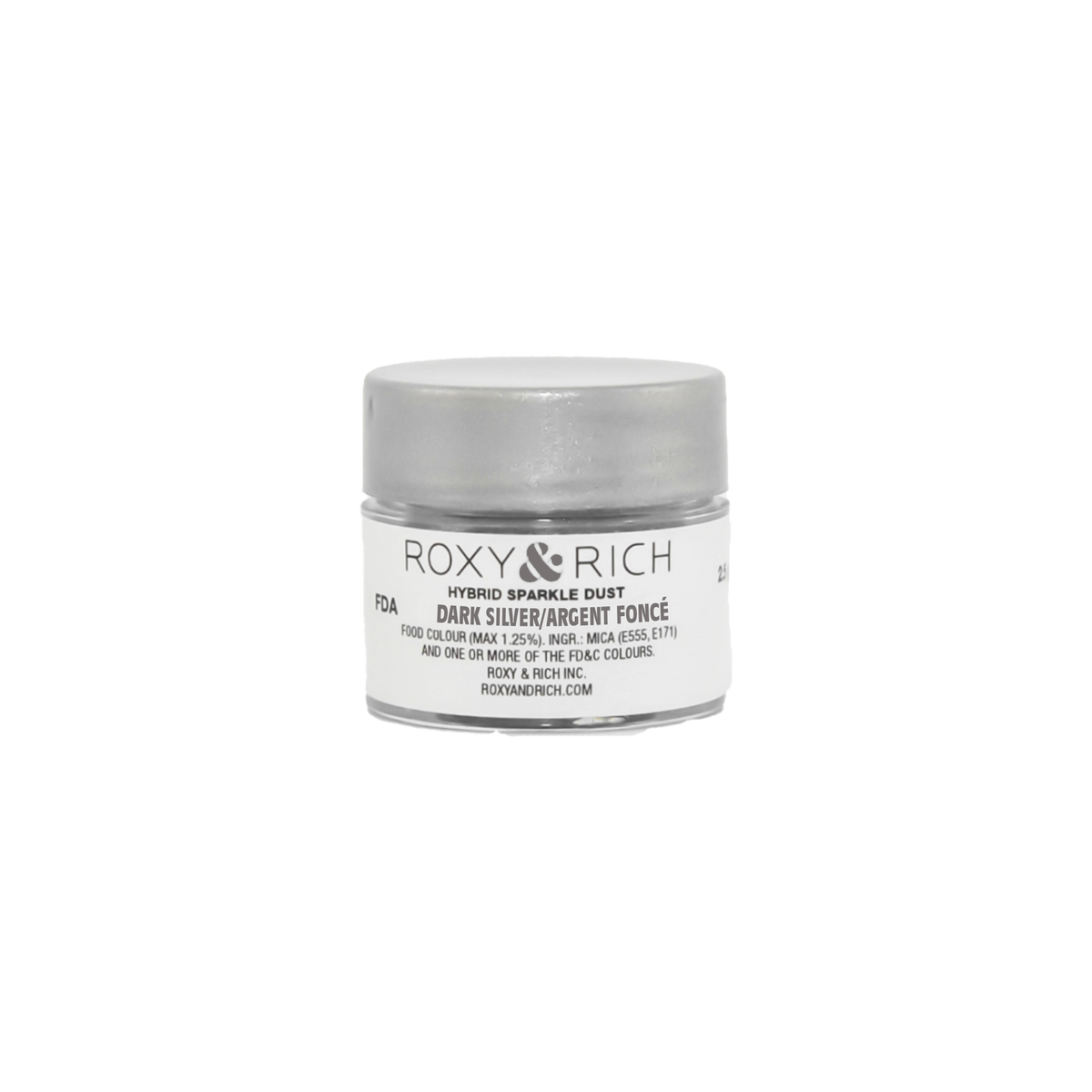 Poudre étincelante hybride Argent Foncé 2.5g - Roxy & Rich - Poudre étincelante - S2-050 - La Guilde Culinaire