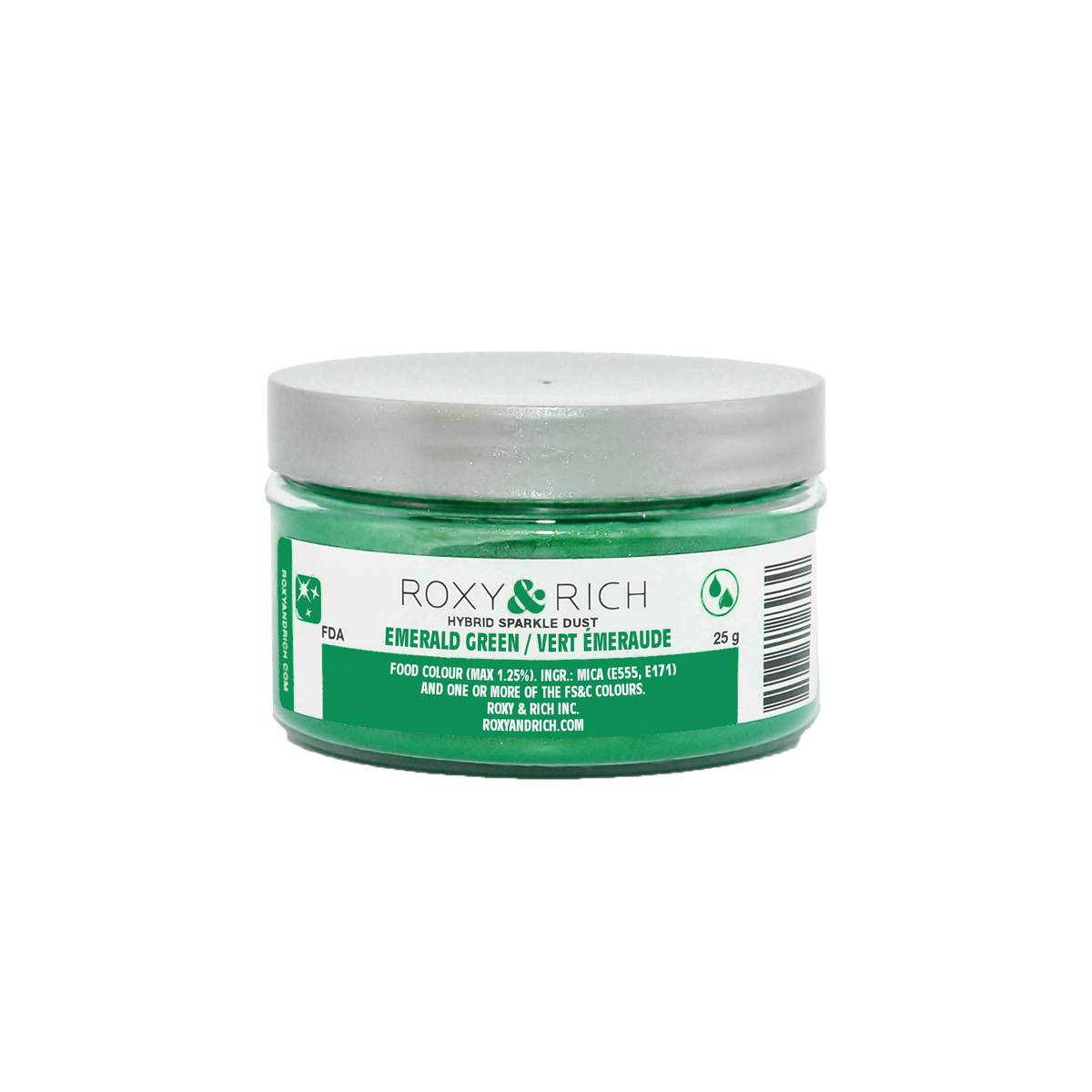 Poudre étincelante hybride Vert Émeraude 25g - Roxy & Rich - Poudre étincelante - S25-033 - La Guilde Culinaire