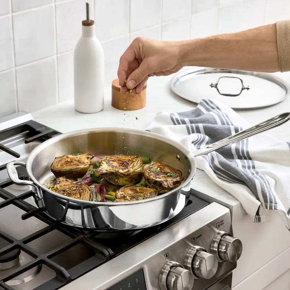 Sauteuse en acier inoxydable D3 avec couvercle - All-Clad - Poêle à frire - - La Guilde Culinaire