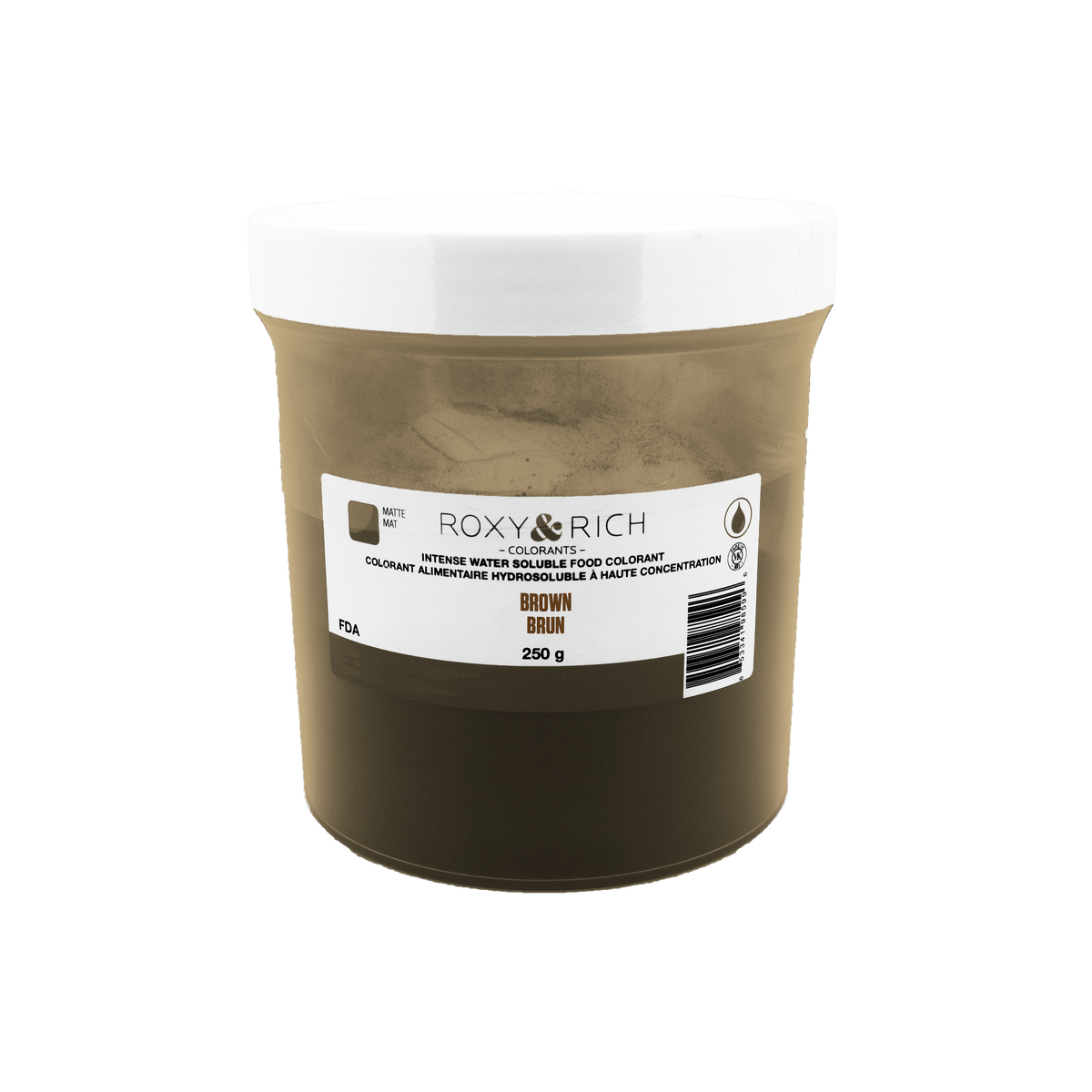 Colorant alimentaire hydrosoluble Brun 250g - Roxy & Rich - Colorant alimentaire hydrosoluble - H250-007 - La Guilde Culinaire