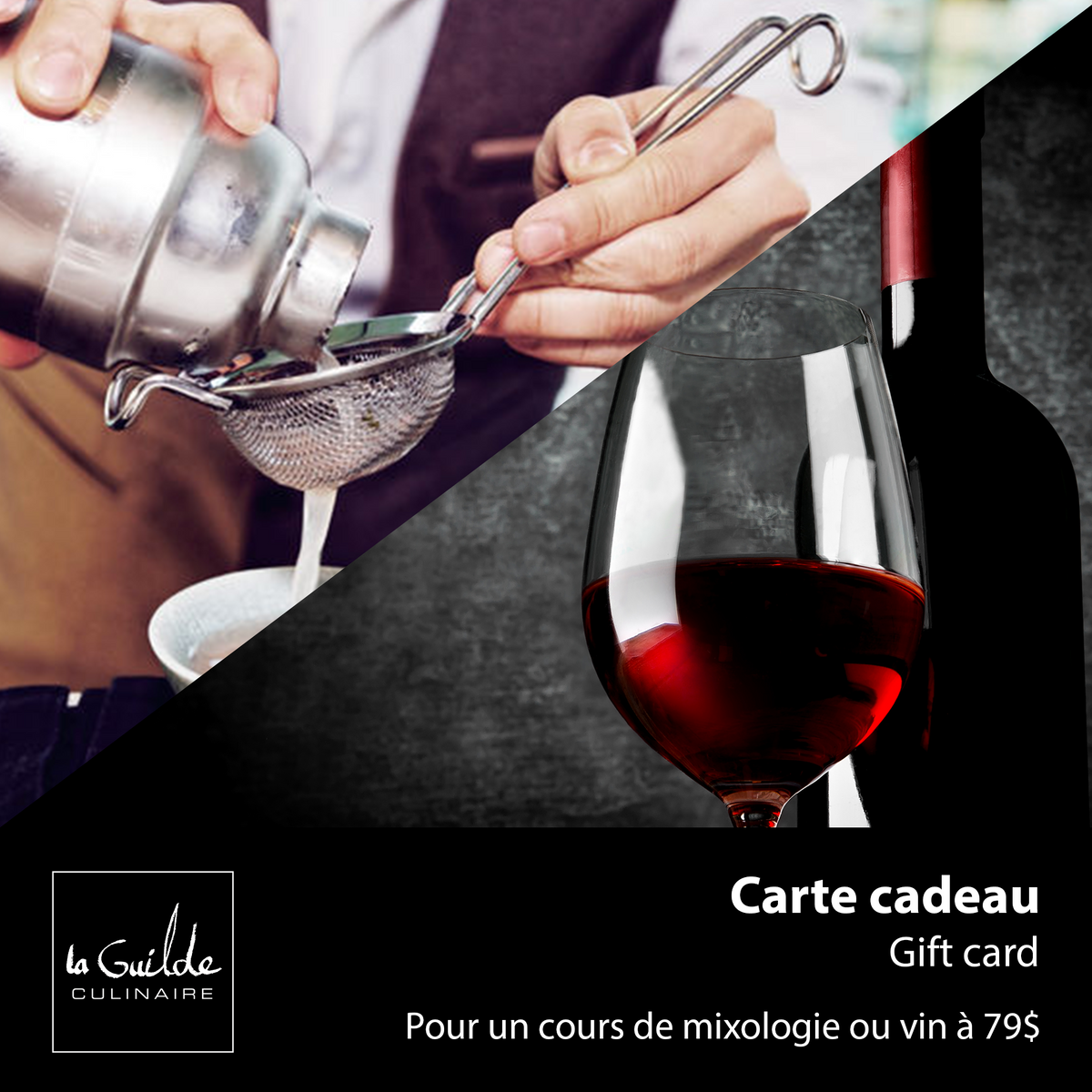 Carte cadeau - Cours de mixologie ou vin pour 1 personne    - La Guilde Culinaire - Carte cadeau -  - La Guilde Culinaire